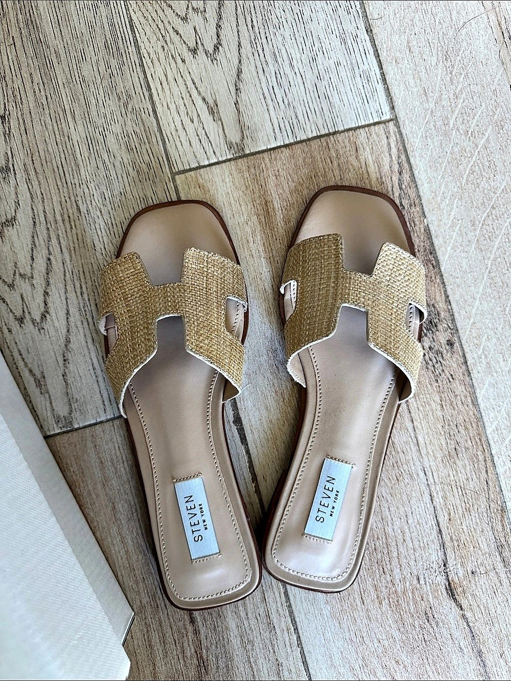 Steve Madden Hadyn Raffia Slide Sandals Gold US 7 NWT